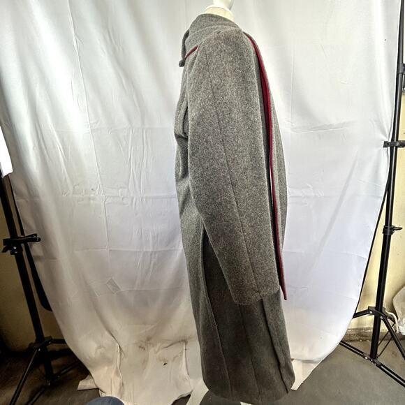 Vintage NYG New York Girl Woman size 6 Small long wool coat with scarf gray red - Picture 8 of 15